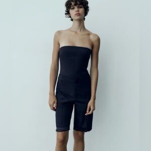 Zara STRAPLESS JUMPSUIT. Navy Blue. Size XS. New with Tags.